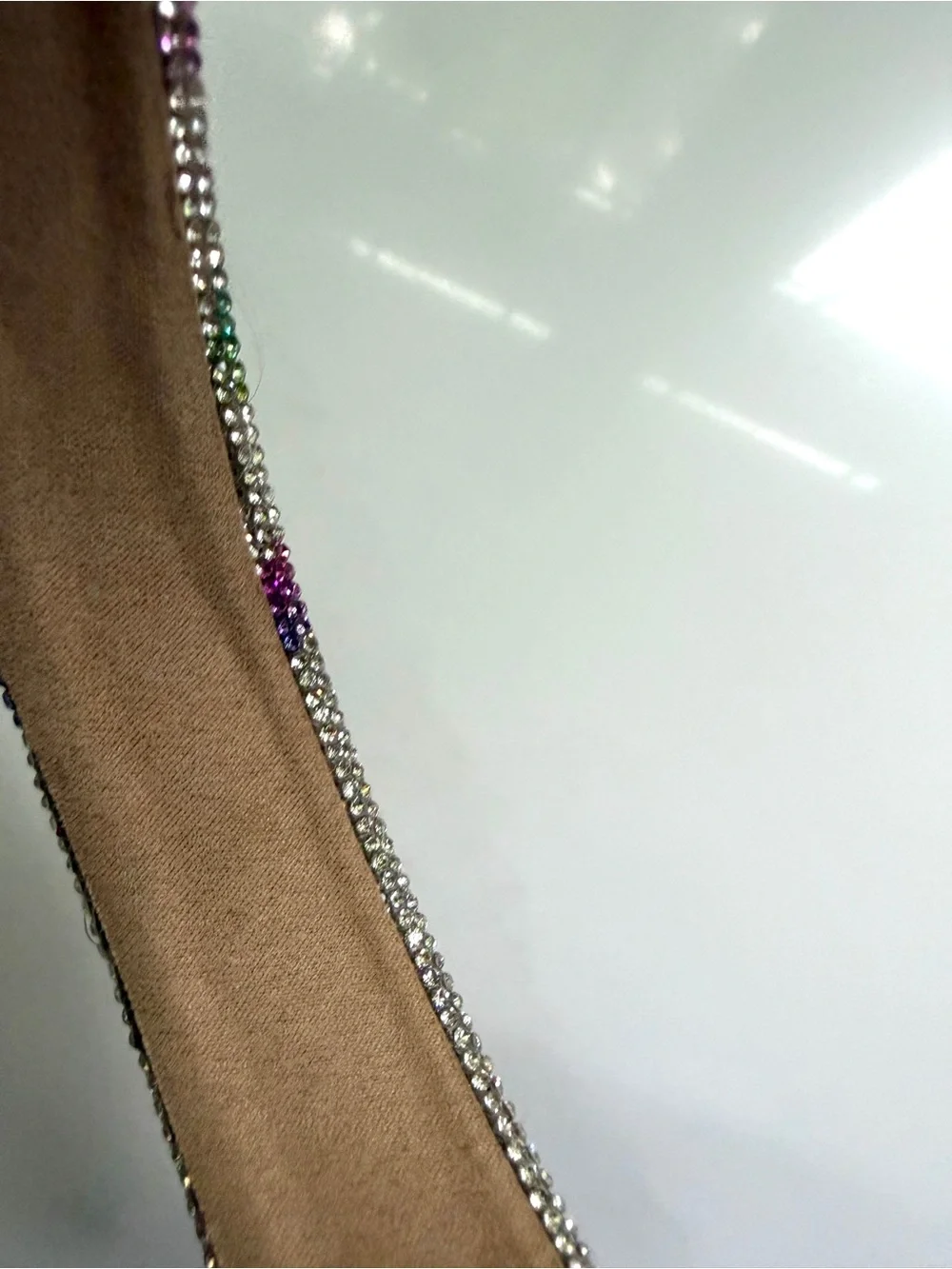 Bari Lynn Fully Crystalized Heart Headband rainbow velvet lined one size